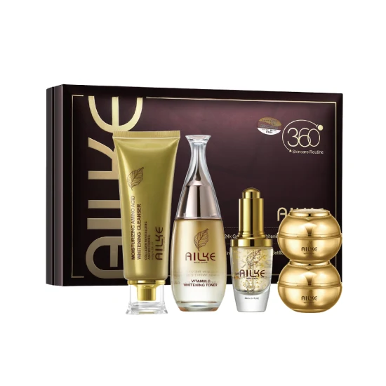 Ailke Whitening 24K Коллагеновый крем Красота Очищающее средство для лица Тоник и сыворотка 5 наборов Косметика Средства по уходу за кожей